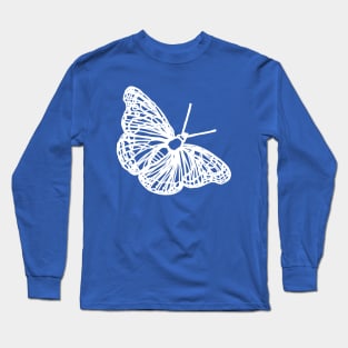 Butterfly line art white Long Sleeve T-Shirt